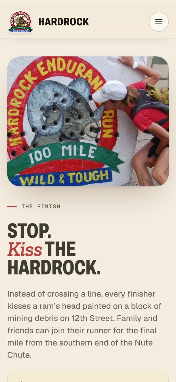 Kiss the Hardrock — Hardrock 100 on mobile