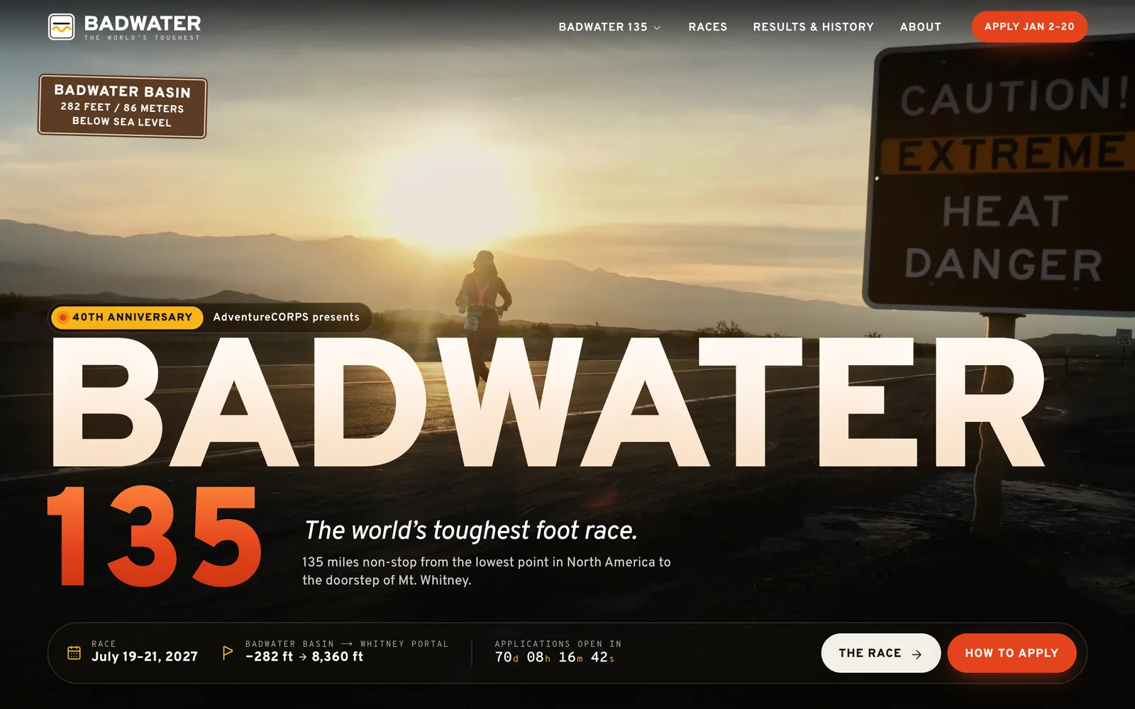 Badwater 135 — live site