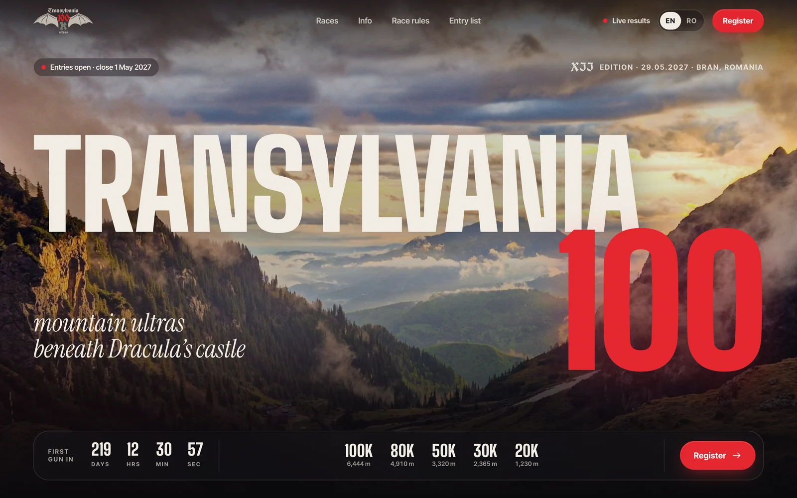 Transylvania 100 mountain ultra website