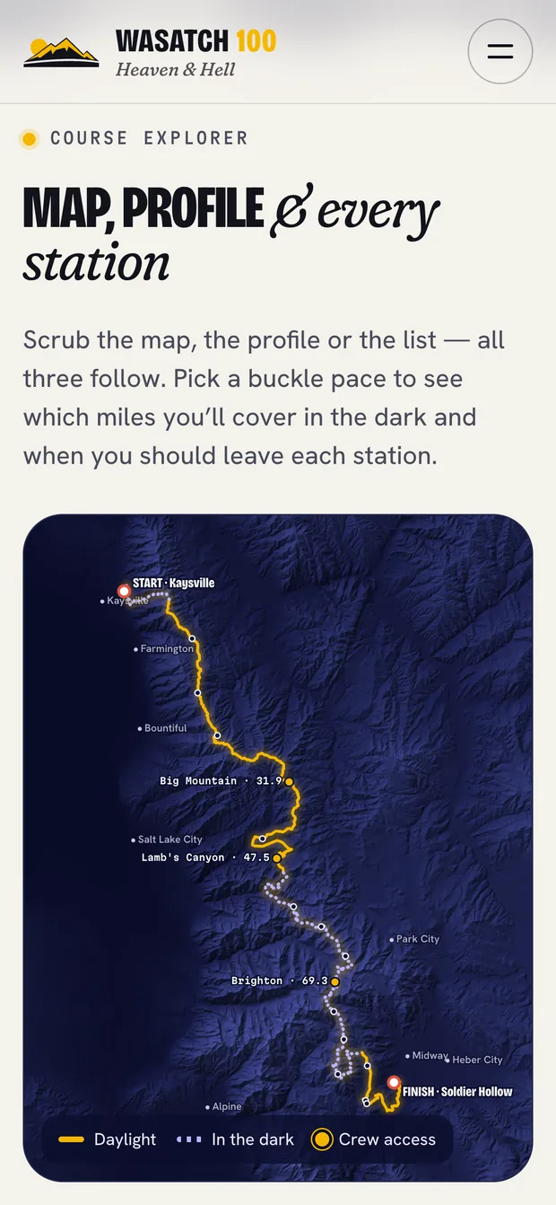 Course map — Wasatch 100 on mobile