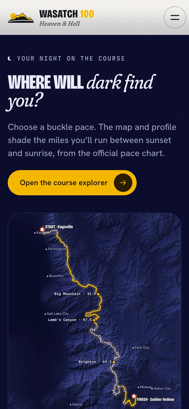 Day and night — Wasatch 100 on mobile