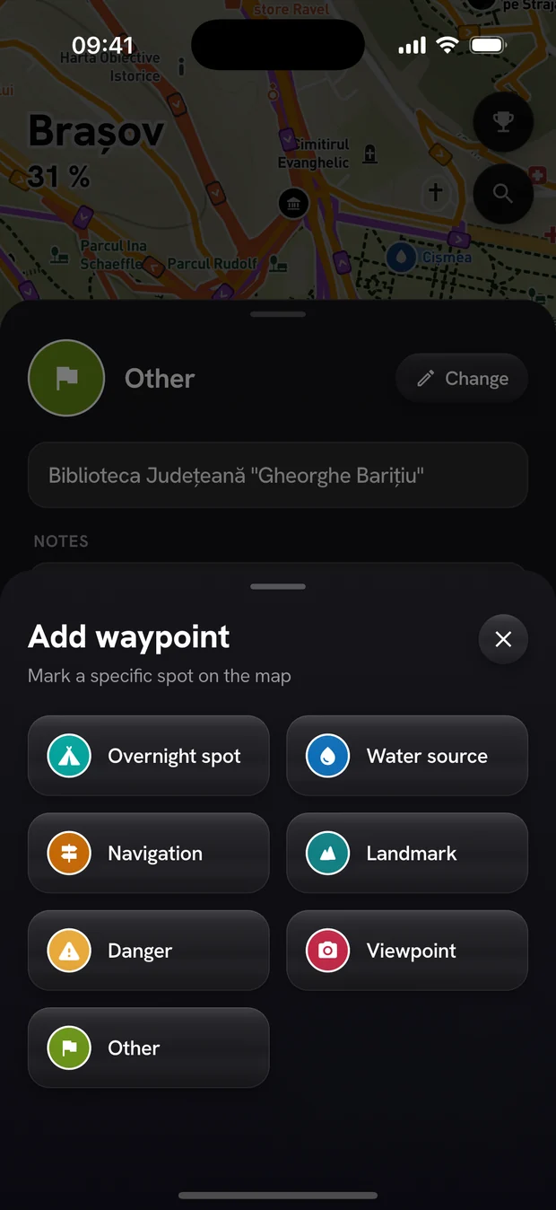 Waypoints — Wayly app screen