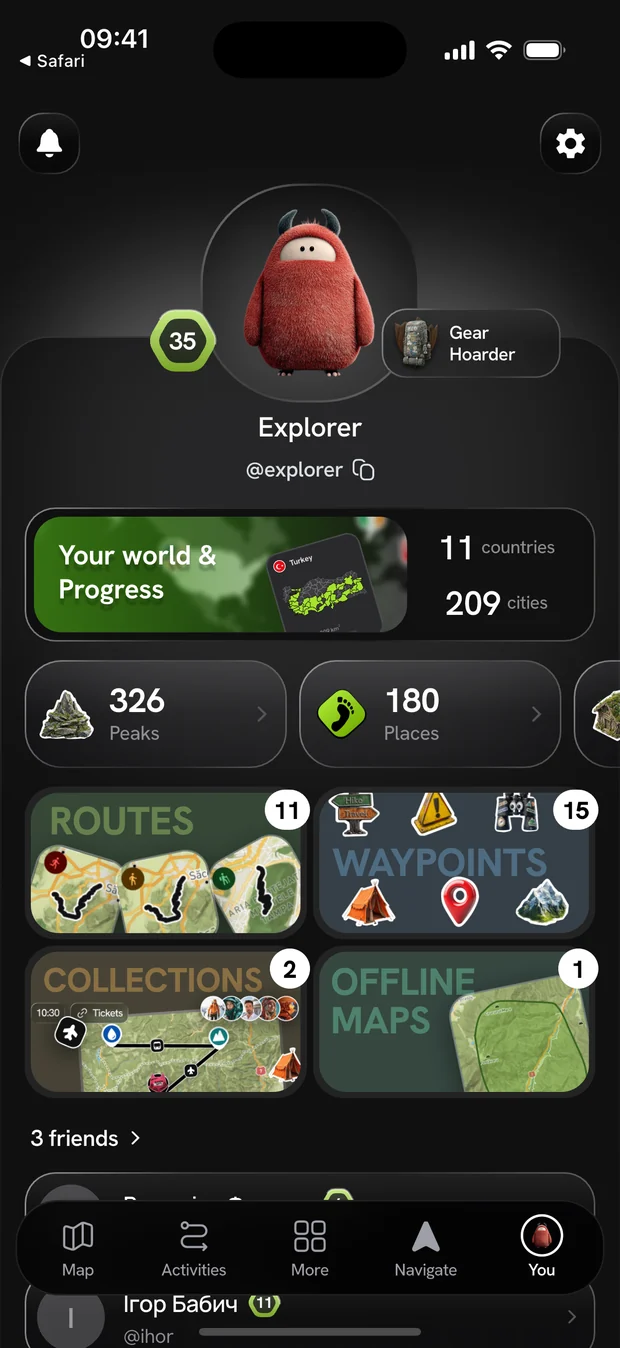 Profile — Wayly app screen