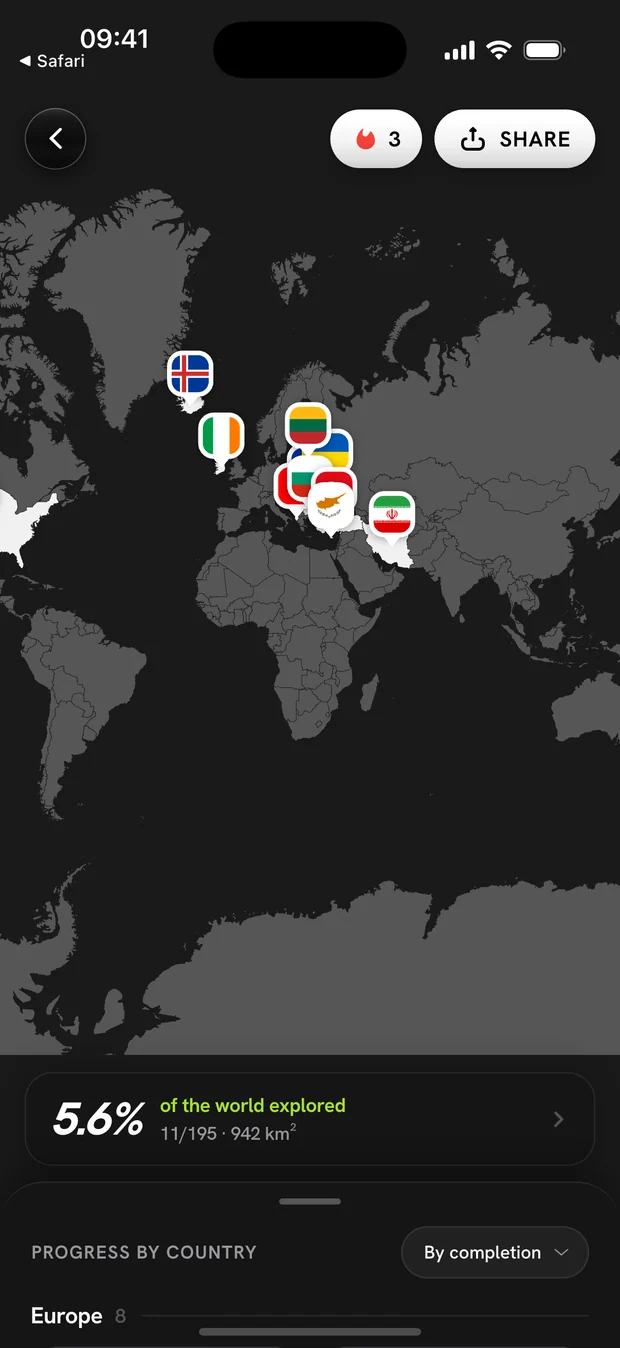 World — Wayly app screen